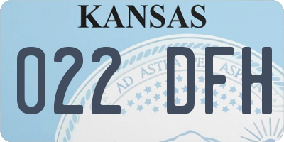 KS license plate 022DFH