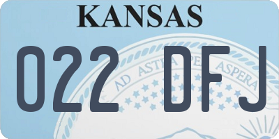 KS license plate 022DFJ