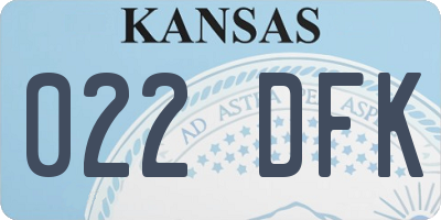 KS license plate 022DFK