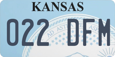 KS license plate 022DFM