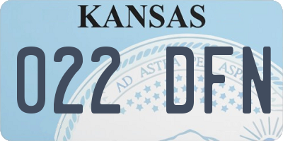 KS license plate 022DFN