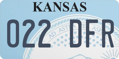KS license plate 022DFR