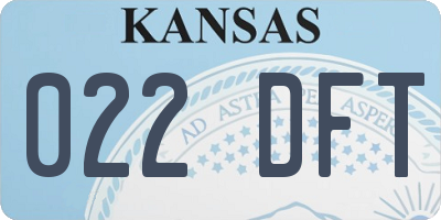 KS license plate 022DFT