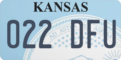 KS license plate 022DFU