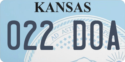 KS license plate 022DOA