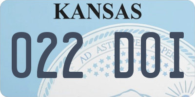 KS license plate 022DOI