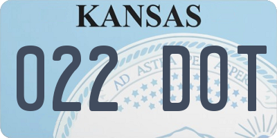 KS license plate 022DOT