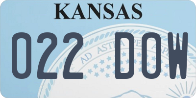KS license plate 022DOW