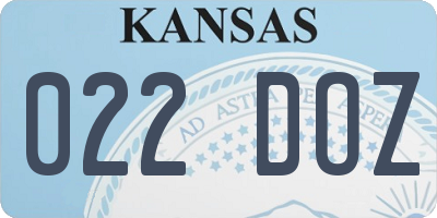KS license plate 022DOZ