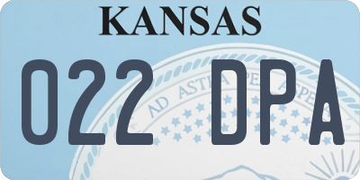 KS license plate 022DPA