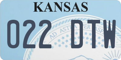 KS license plate 022DTW