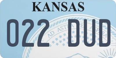 KS license plate 022DUD