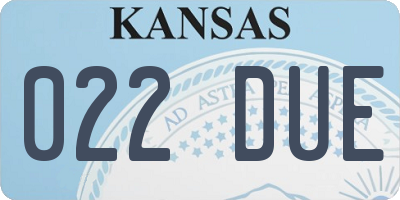 KS license plate 022DUE