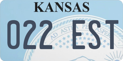 KS license plate 022EST