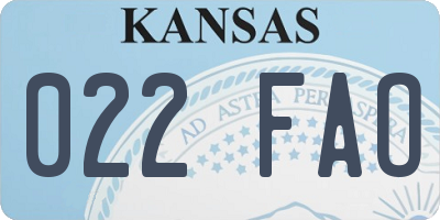 KS license plate 022FAO