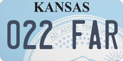 KS license plate 022FAR