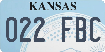 KS license plate 022FBC