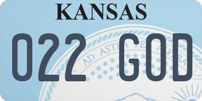 KS license plate 022GOD
