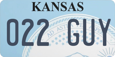 KS license plate 022GUY
