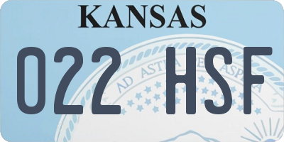 KS license plate 022HSF