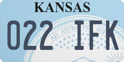KS license plate 022IFK