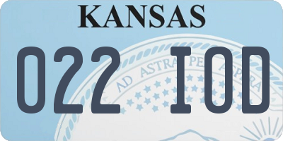 KS license plate 022IOD