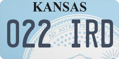 KS license plate 022IRD