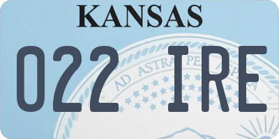 KS license plate 022IRE