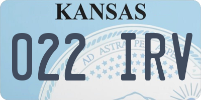 KS license plate 022IRV