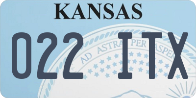 KS license plate 022ITX