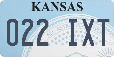 KS license plate 022IXT