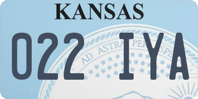 KS license plate 022IYA