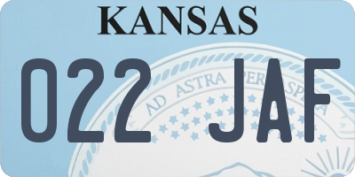 KS license plate 022JAF