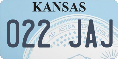 KS license plate 022JAJ