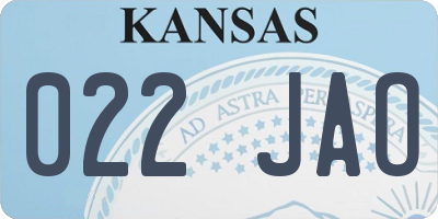 KS license plate 022JAO