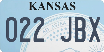 KS license plate 022JBX