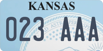 KS license plate 023AAA