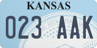 KS license plate 023AAK