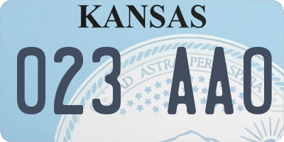 KS license plate 023AAO