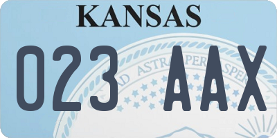 KS license plate 023AAX