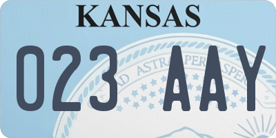 KS license plate 023AAY