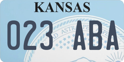 KS license plate 023ABA