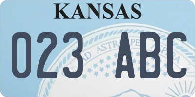 KS license plate 023ABC