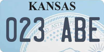 KS license plate 023ABE