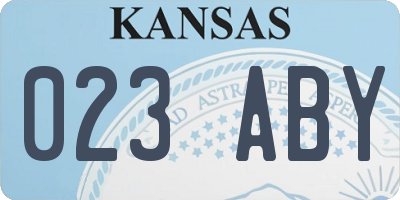 KS license plate 023ABY