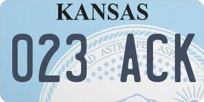 KS license plate 023ACK