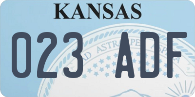 KS license plate 023ADF