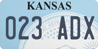 KS license plate 023ADX