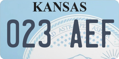 KS license plate 023AEF