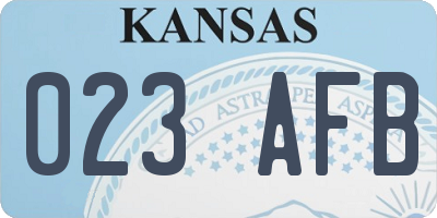 KS license plate 023AFB